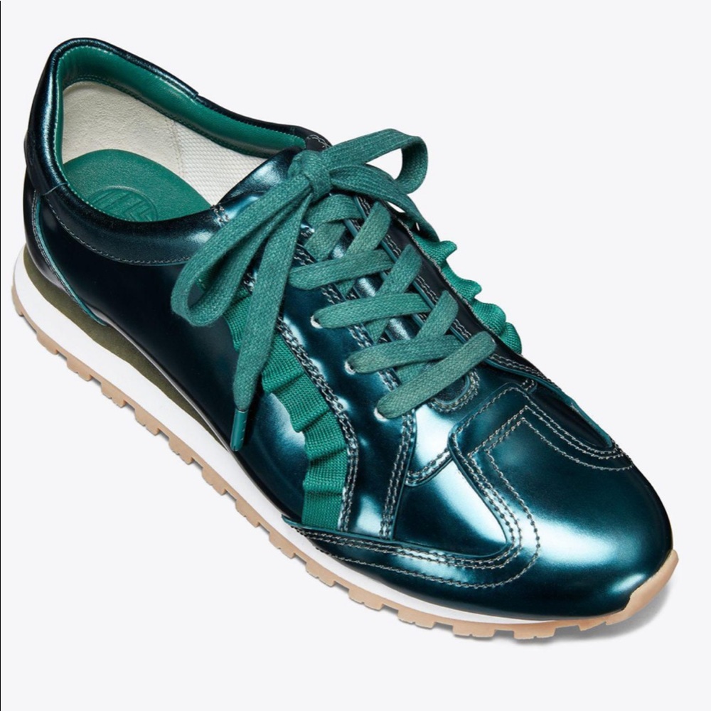 ⭐️⭐️Tory Sport Ruffle Trainers In Conifer ⭐️⭐️